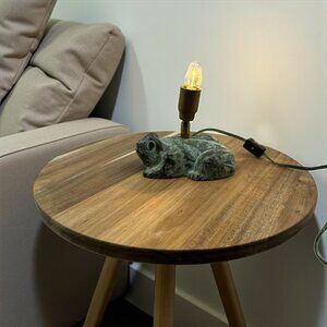 Adorbs Vintage Cast Iron Figural Frog Accent Lamp Verdigris Patina MCM TESTED‎